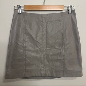Free People Grey Leather Mini Skirt